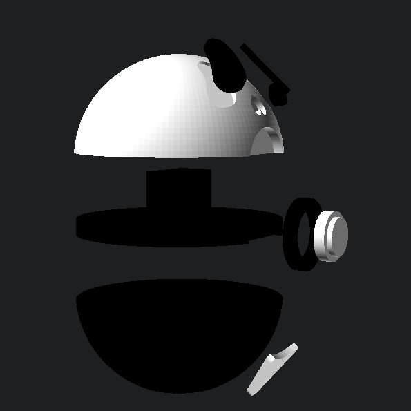 Ghostface Slasher Sphere Exploded Mechanism CAD Render